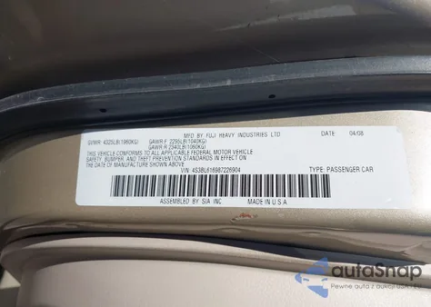 2008 Subaru Legacy 2.5I z USA, uszkodzony, nr VIN 4S3BL616987226904